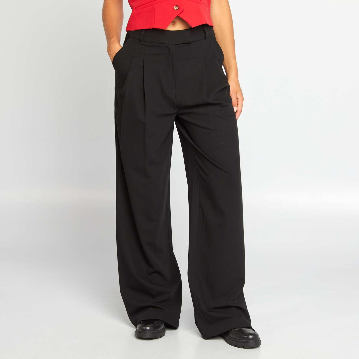 Pantalon large style tailleur noir