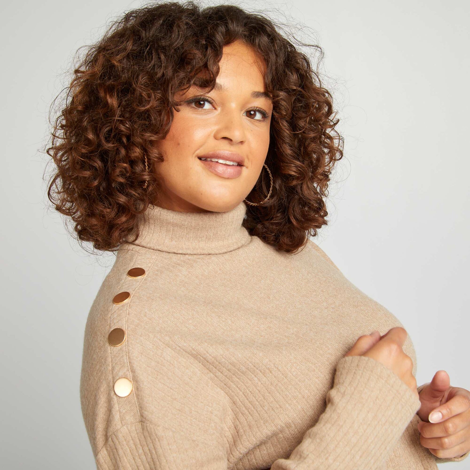 Sous-pull c tel avec col roul Beige