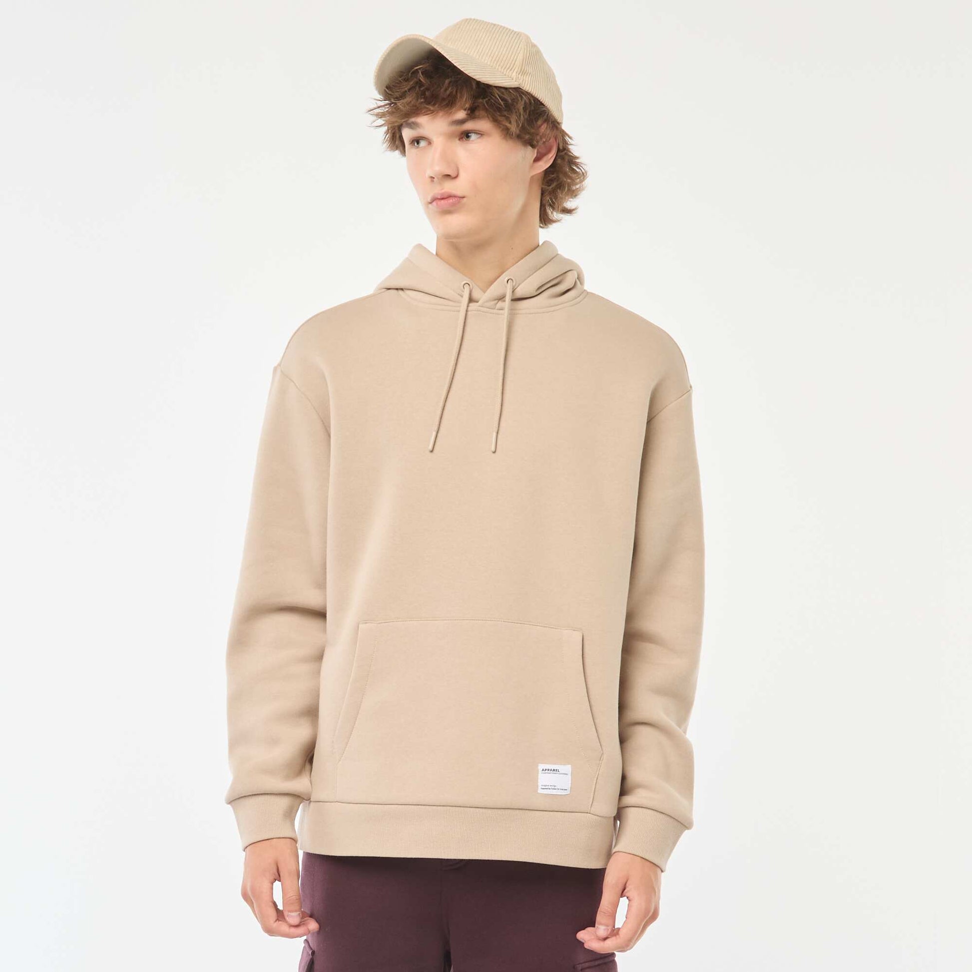 Sweat en molleton à capuche BEIGE