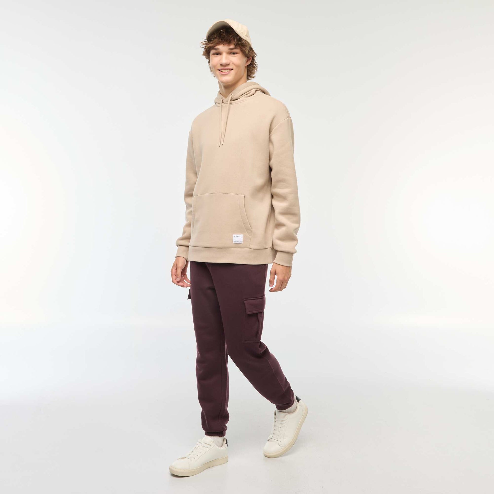 Sweat en molleton à capuche BEIGE