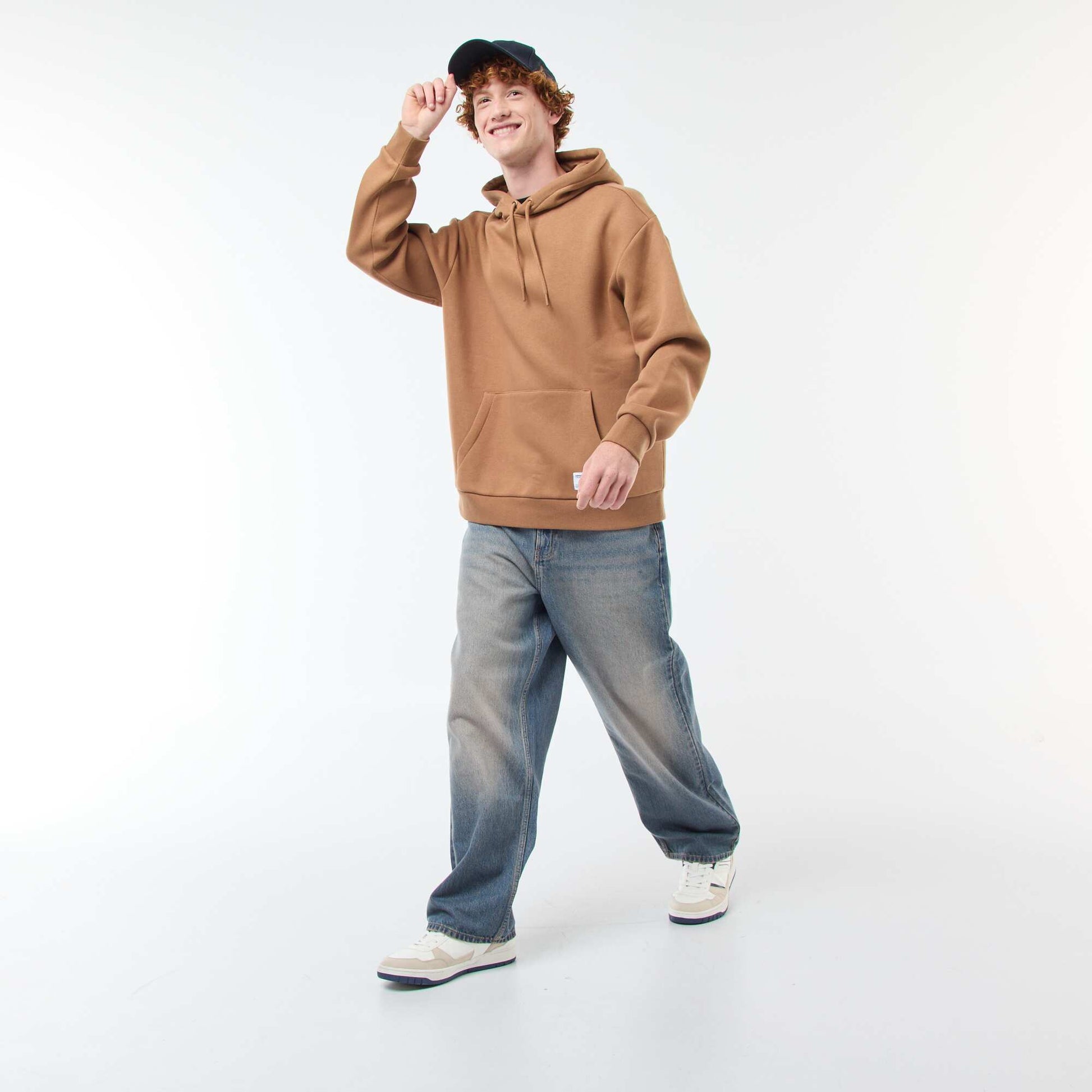 Sweat en molleton à capuche BEIGE