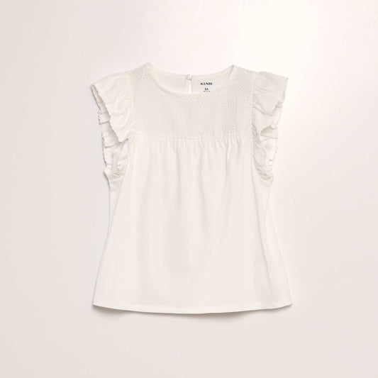 T-shirt avec broderie anglaise blanc