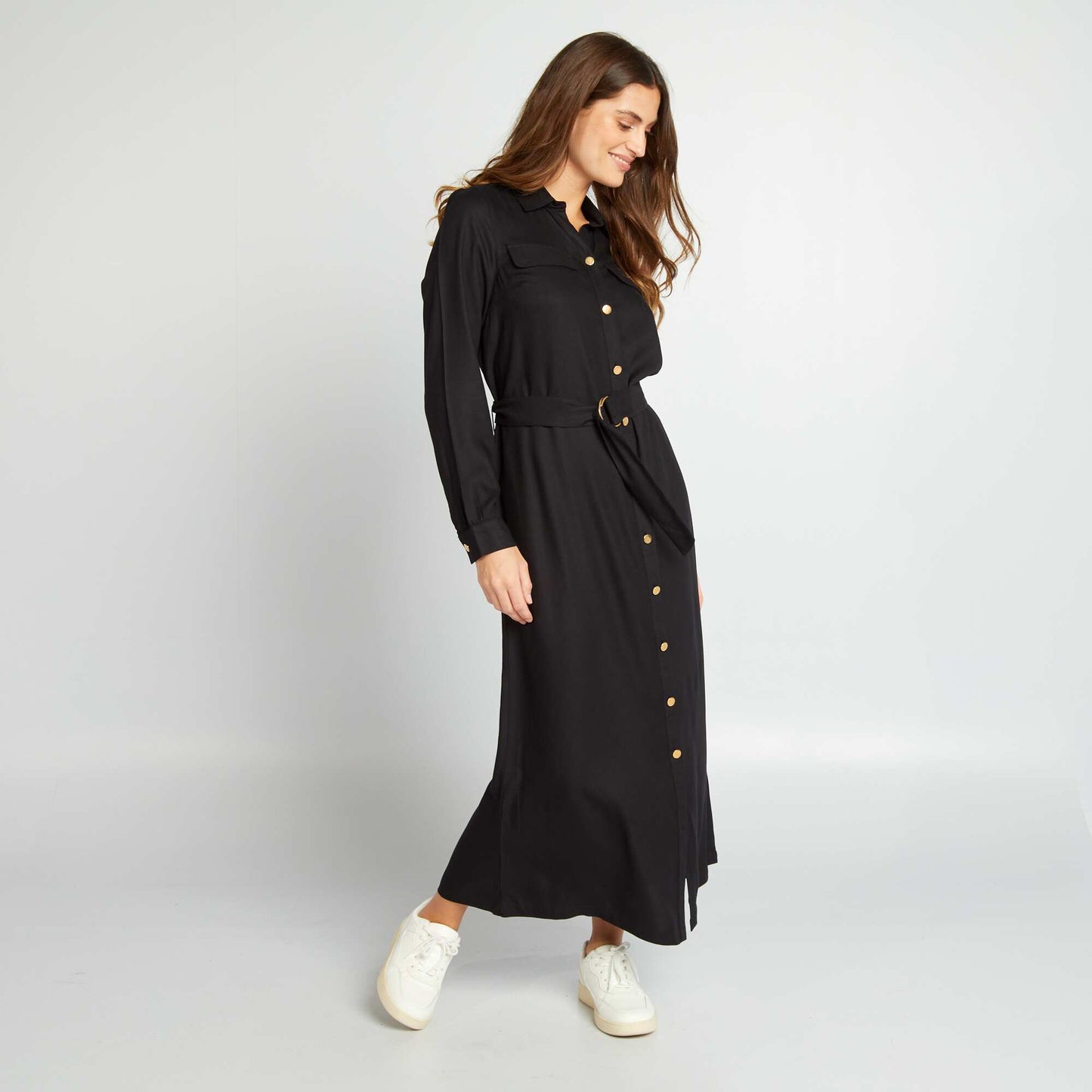 Robe midi ceintur e noir