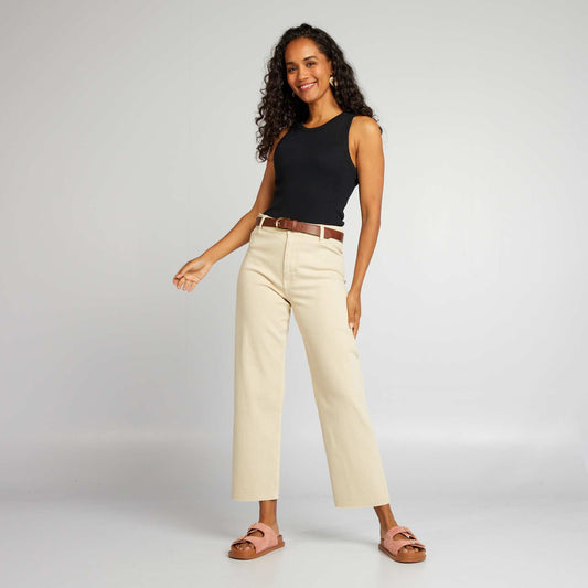 Pantalon droit wide leg L27 Ecru