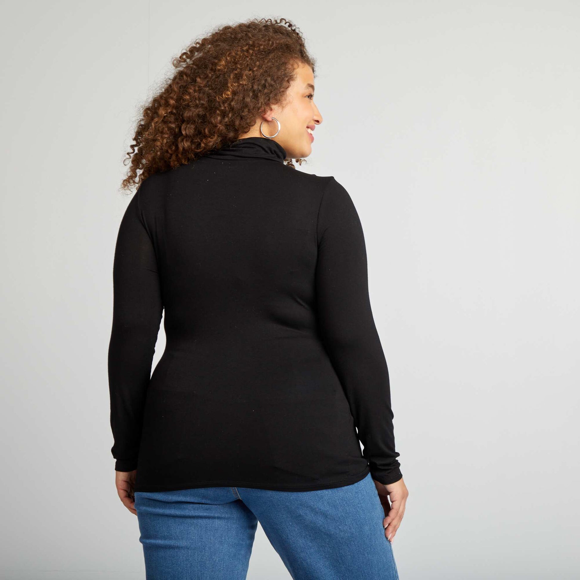 Tee-shirt fluide col roul noir