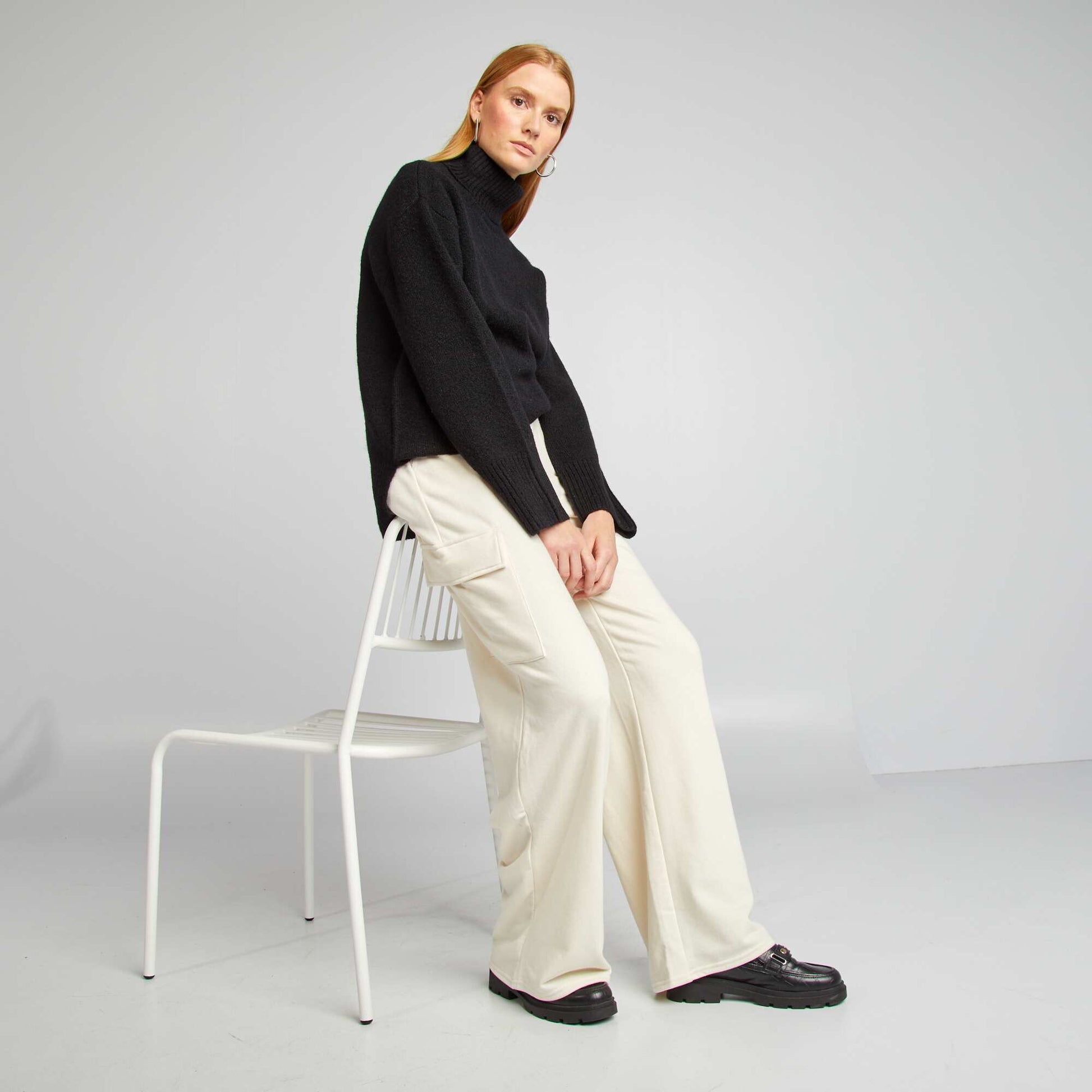 Pull en maille col montant noir