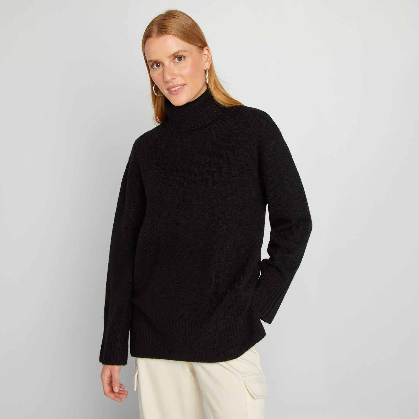 Pull en maille   col montant noir