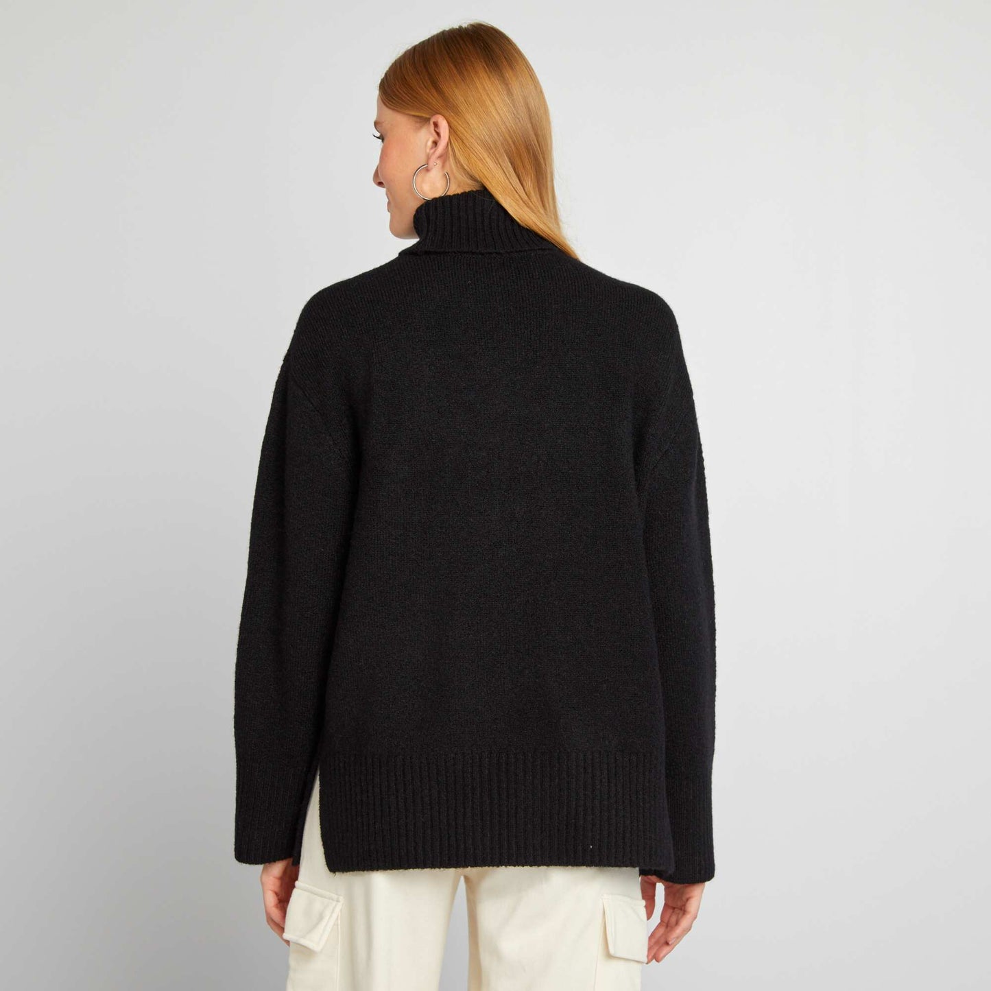 Pull en maille   col montant noir