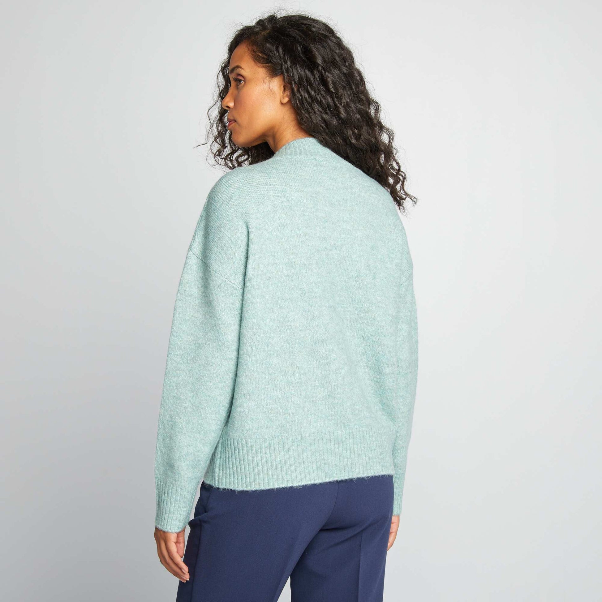 Pull en maille col V Bleu