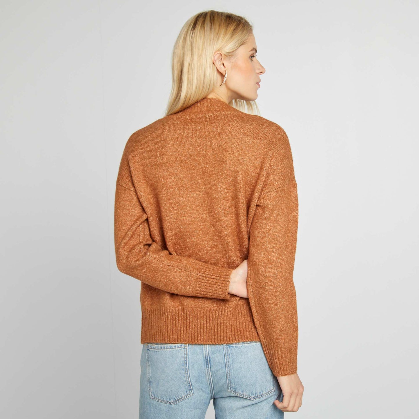 Pull en maille   col V Marron