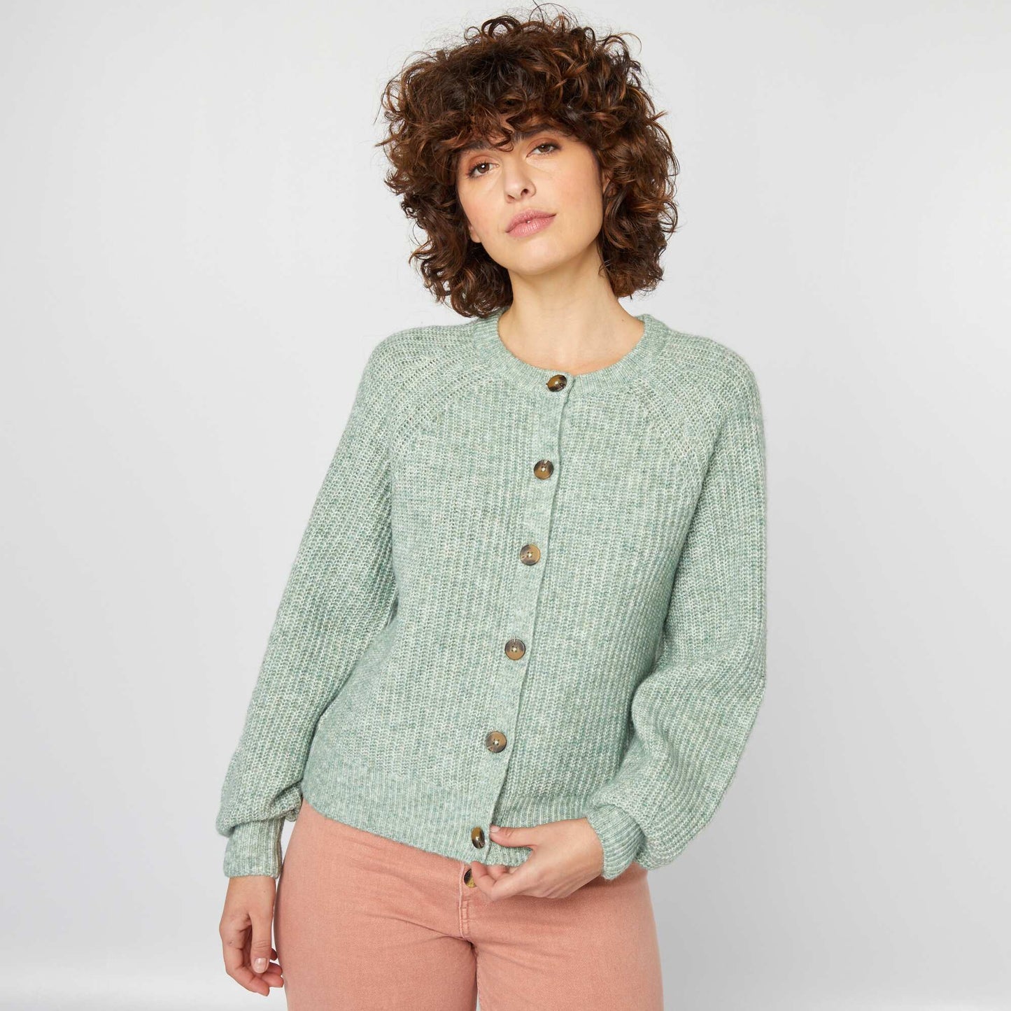 Gilet en maille grosse jauge Vert