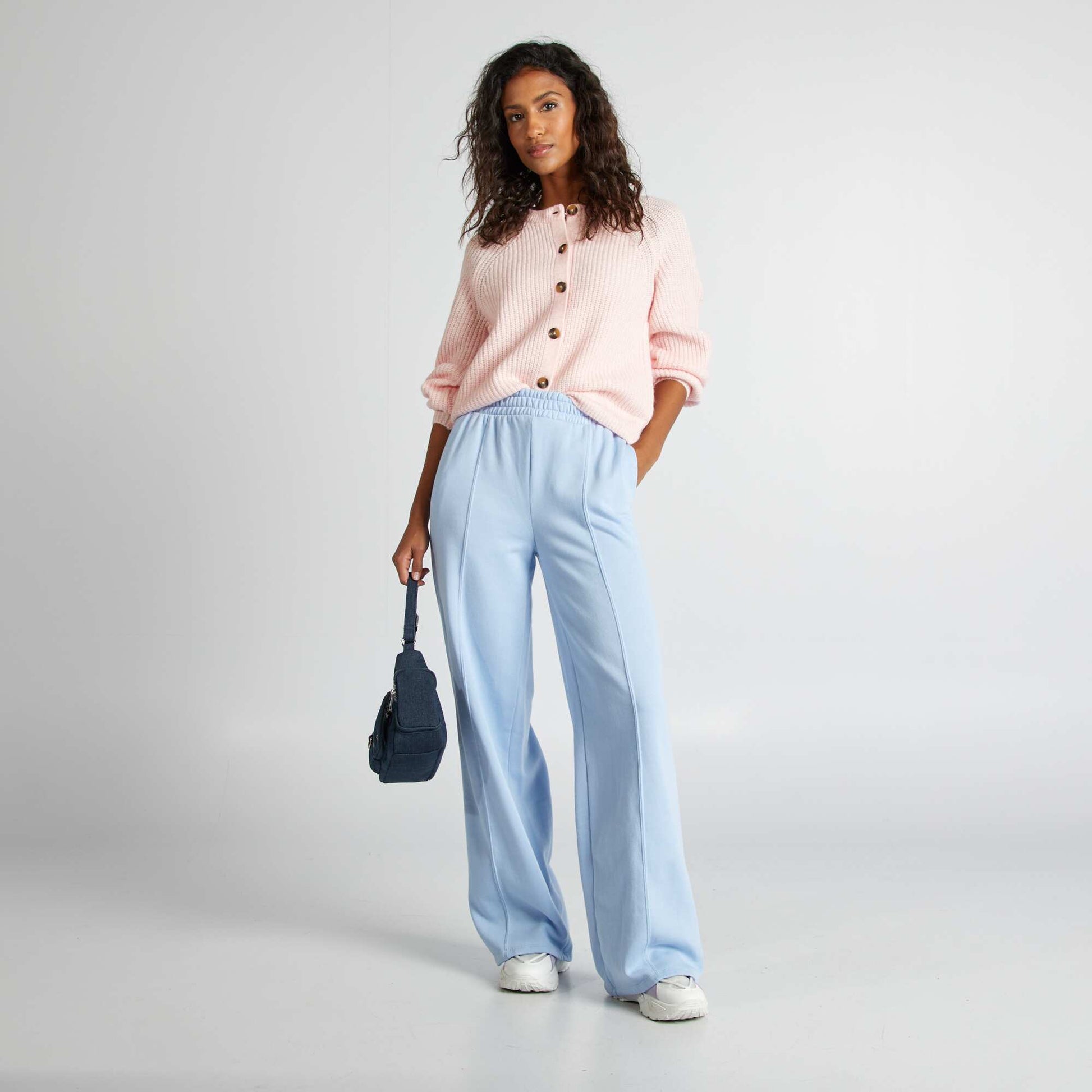 Gilet en maille grosse jauge Rose