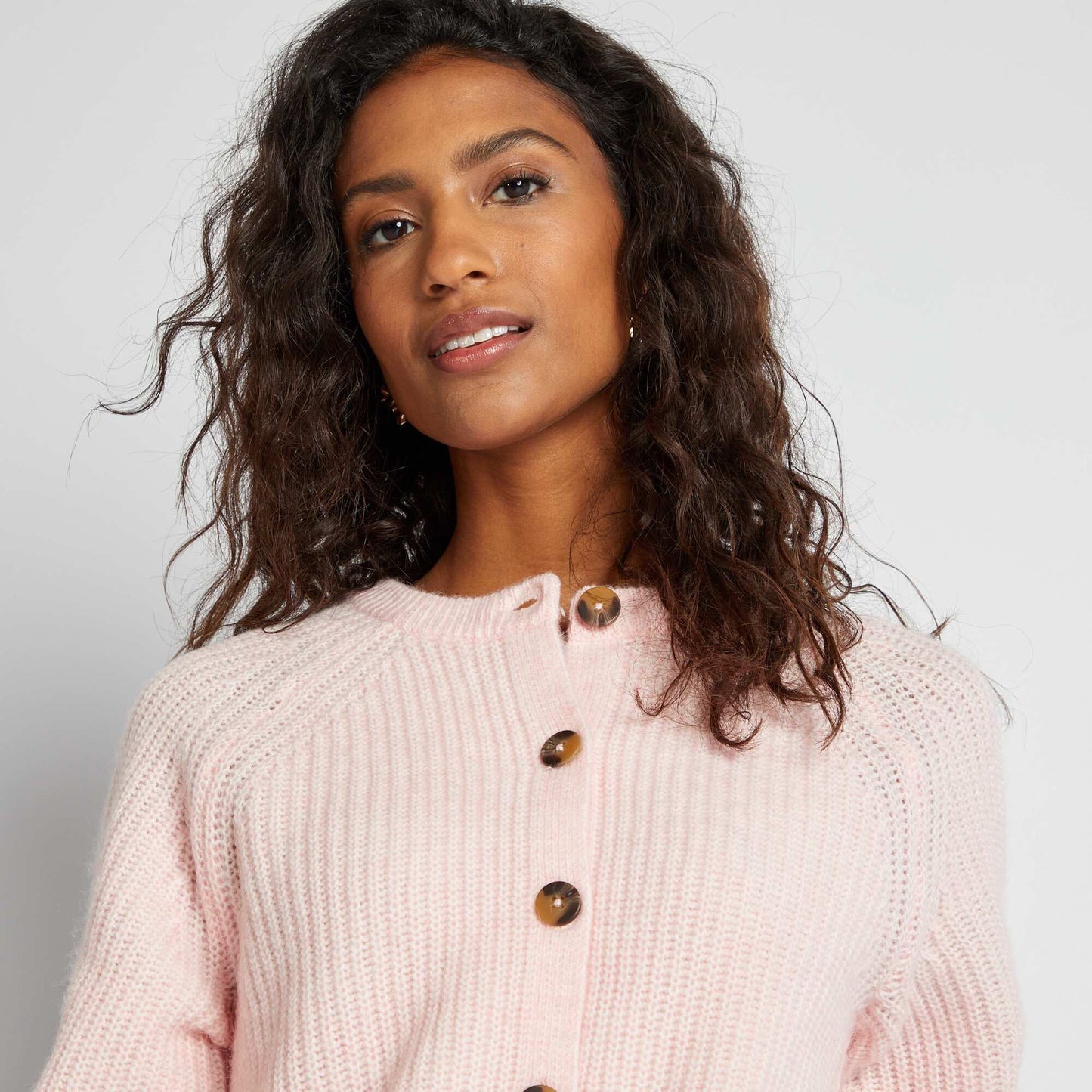 Gilet en maille grosse jauge Rose