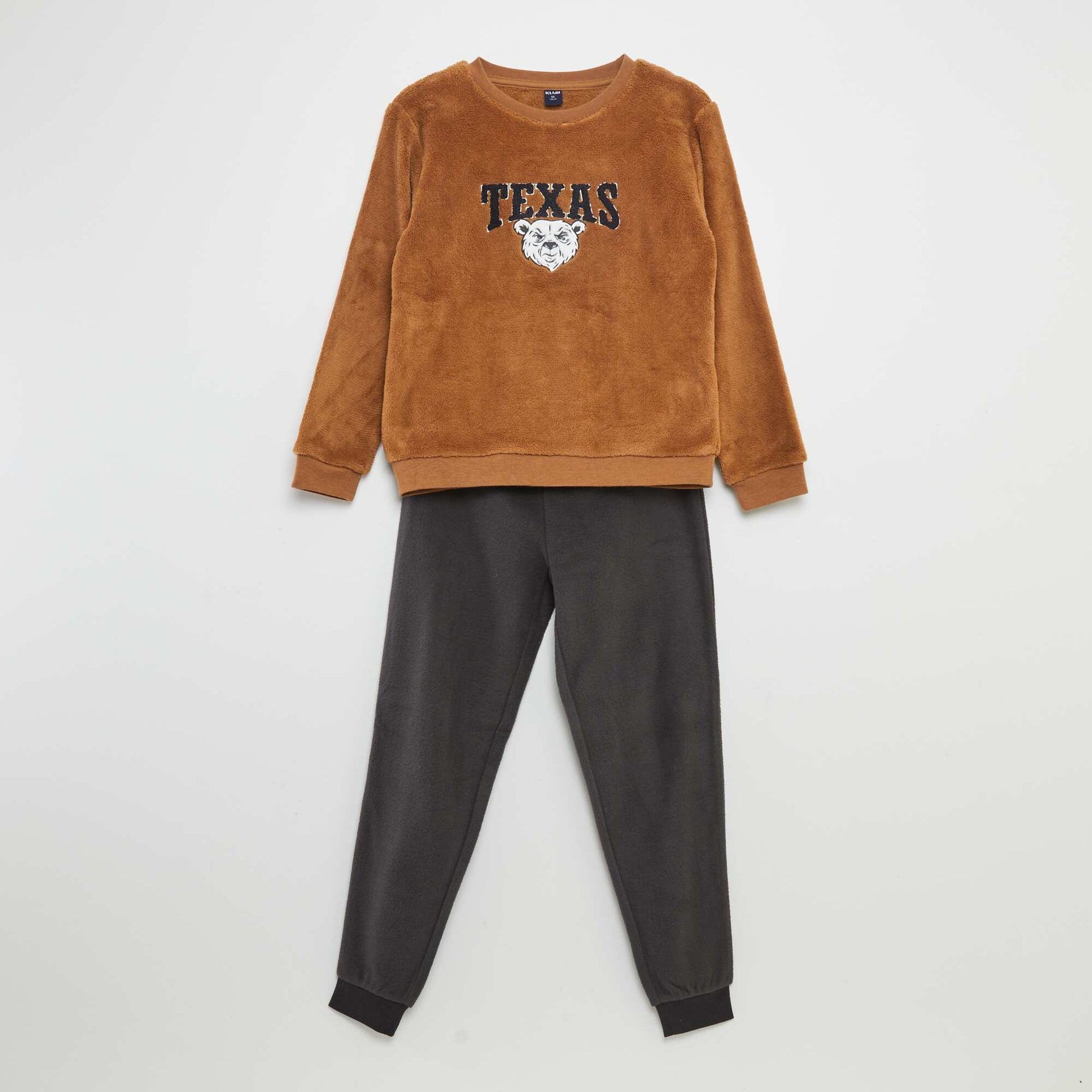 Pyjama long en polaire - 2 pi ces Marron