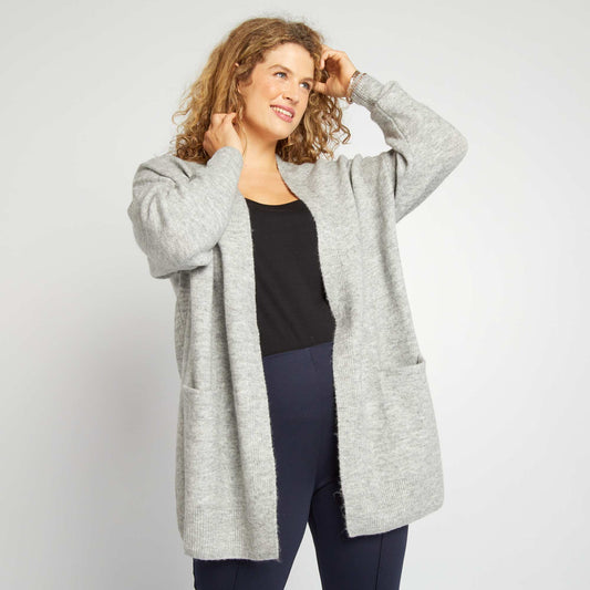 Gilet ouvert avec laine Gris