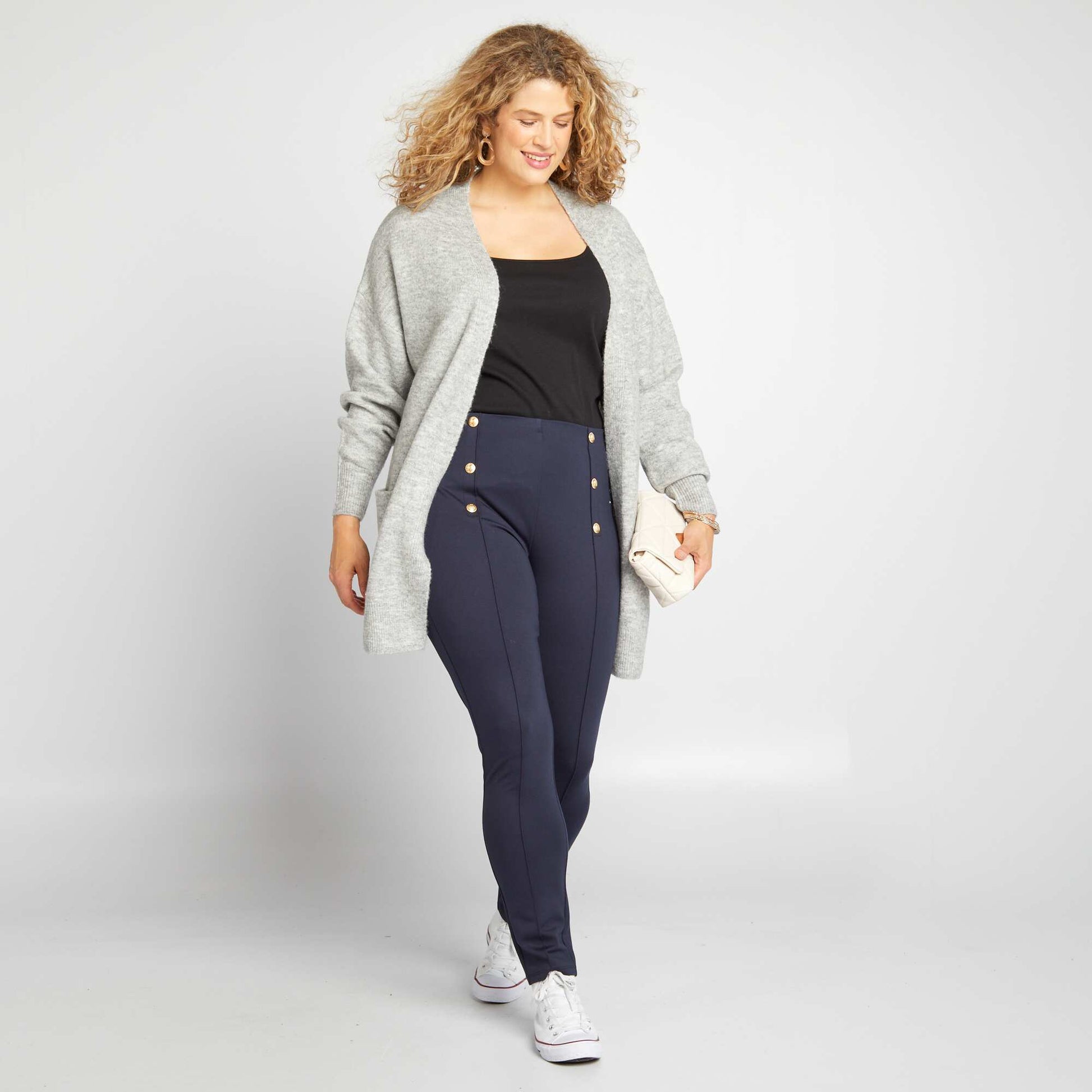 Gilet ouvert avec laine Gris
