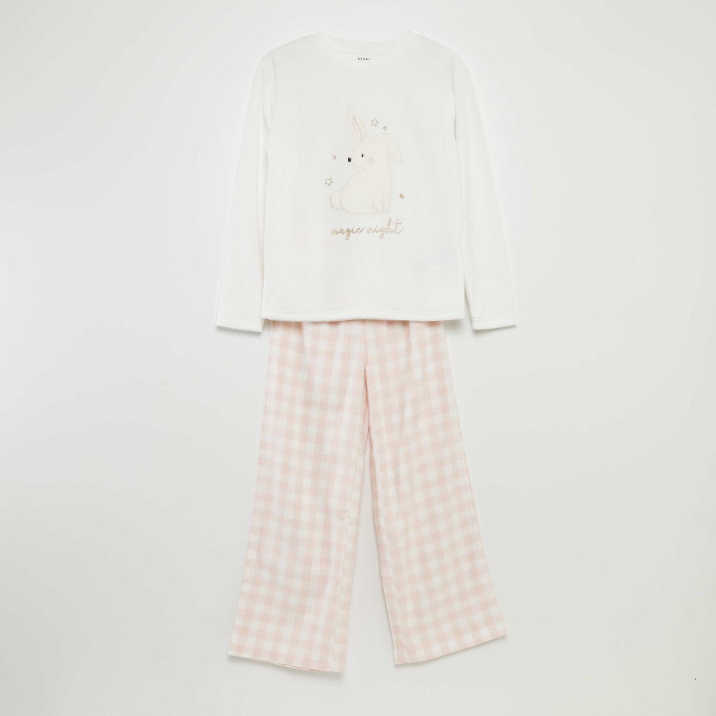 Ensemble pyjama en velours et flanelle - 2 pi ces Blanc