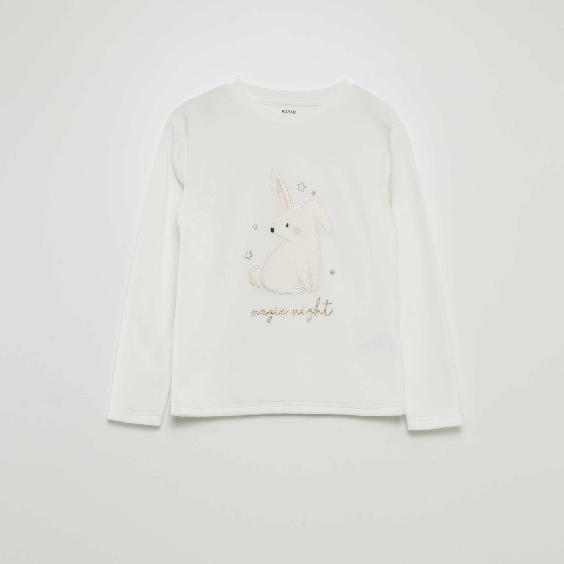 Ensemble pyjama en velours et flanelle - 2 pi ces Blanc