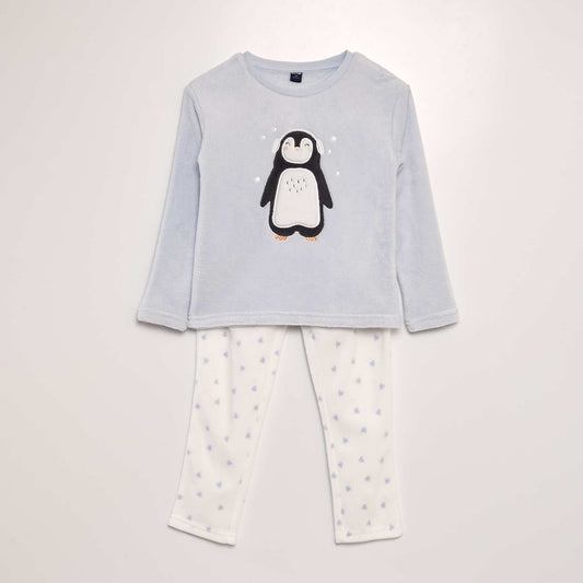 Ensemble pyjama polaire 'pingouin' - 2 pi ces Bleu