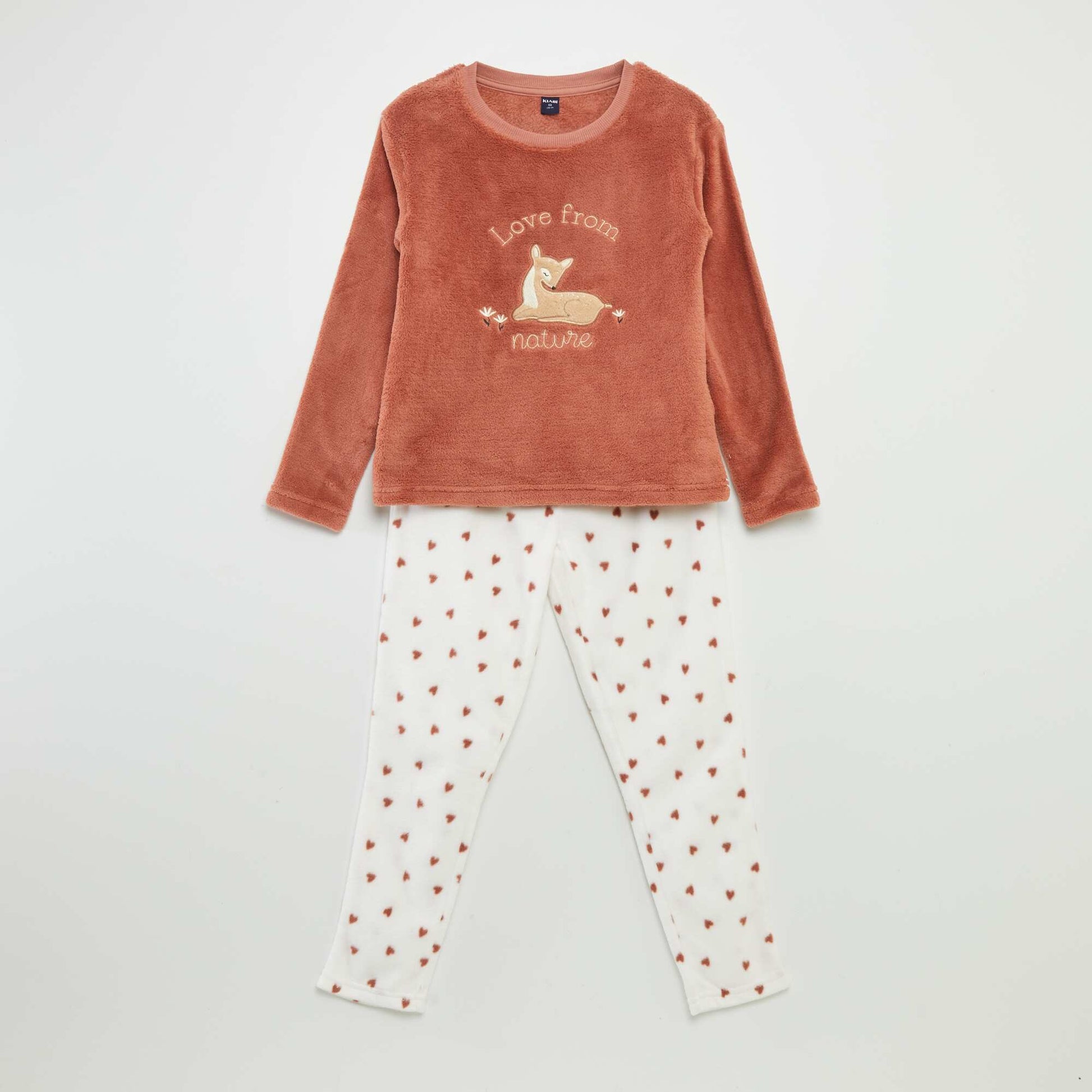 Ensemble pyjama polaire 'biche' - 2 pi ces Marron/blanc