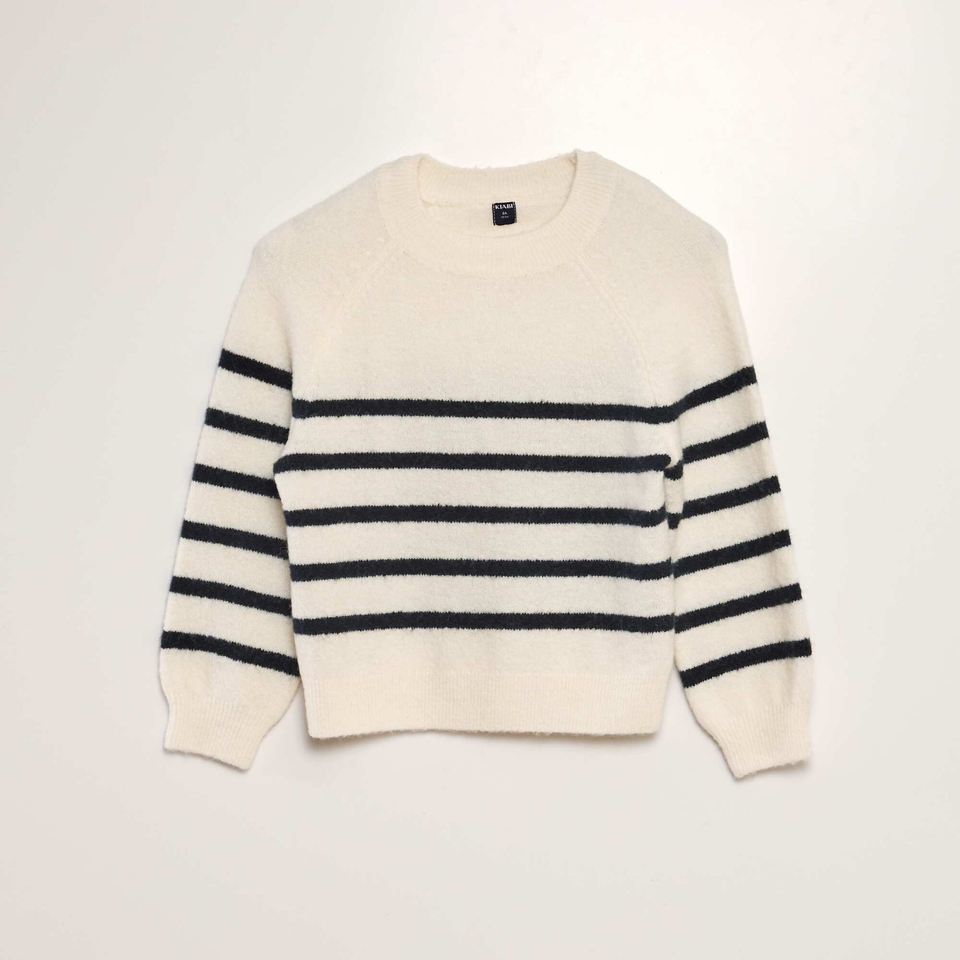 Pull en maille col rond Beige/noir