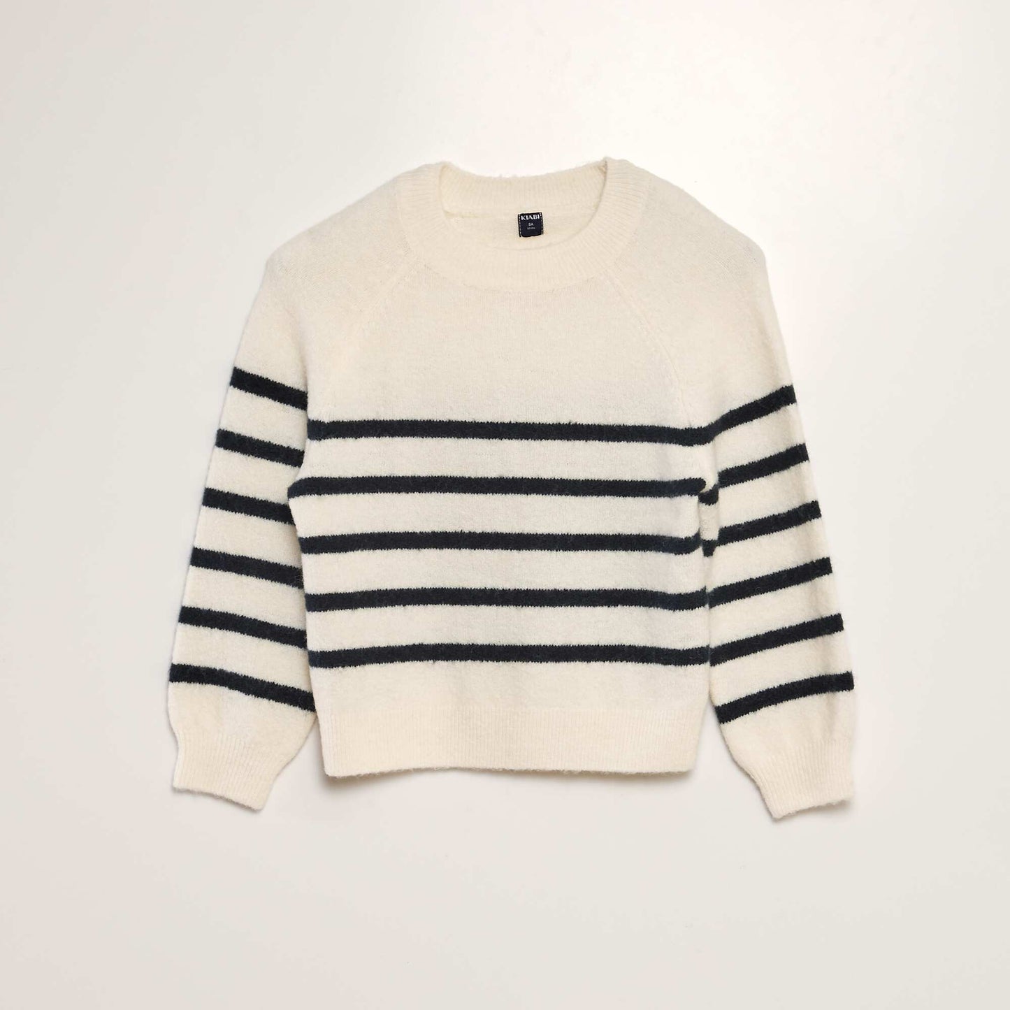 Pull en maille à col rond Beige/noir