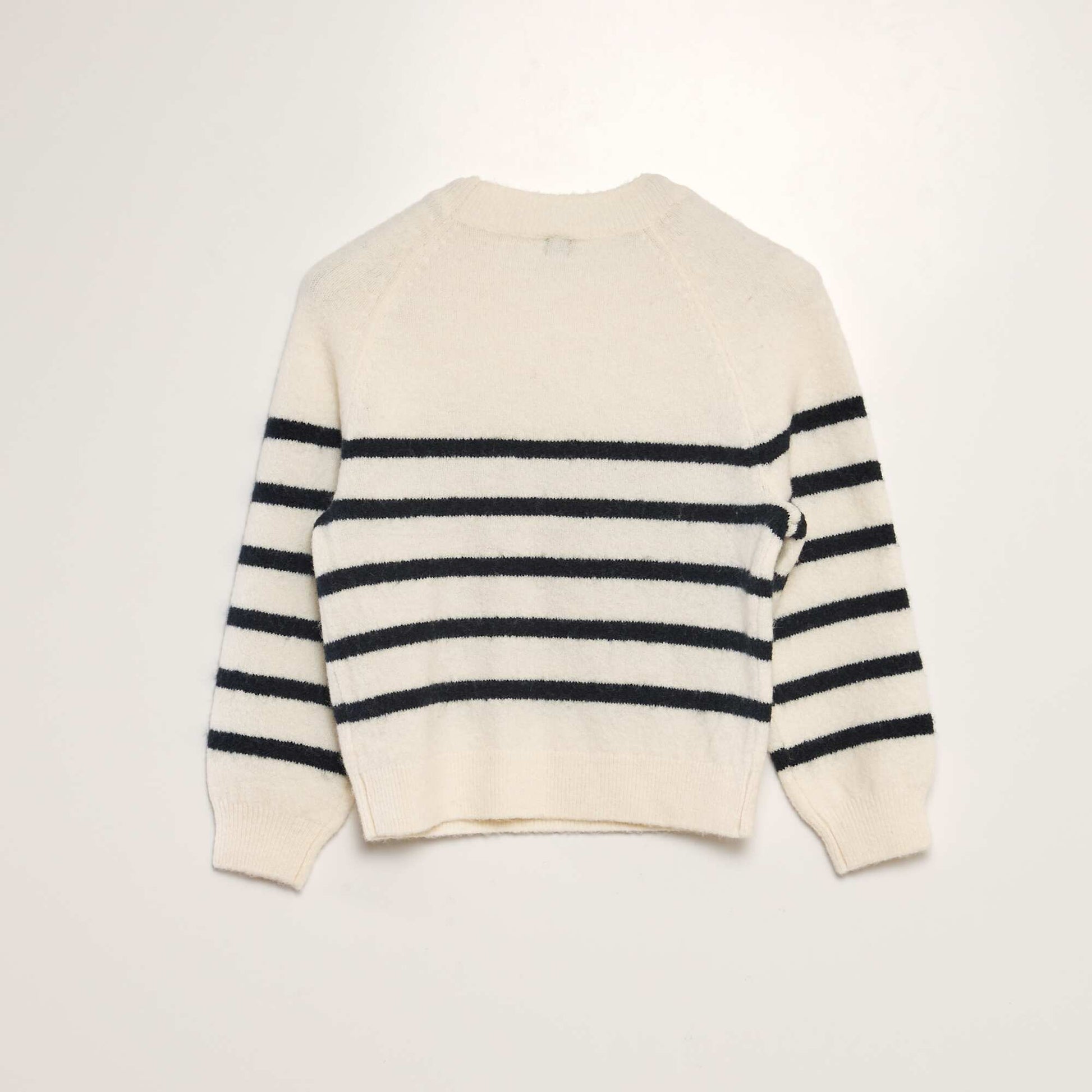 Pull en maille col rond Beige/noir
