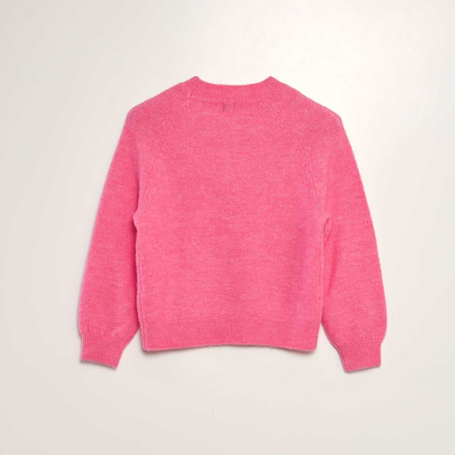 Pull en maille à col rond rose