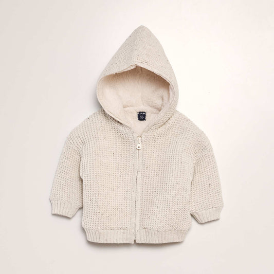 Gilet en tricot avec capuche Beige