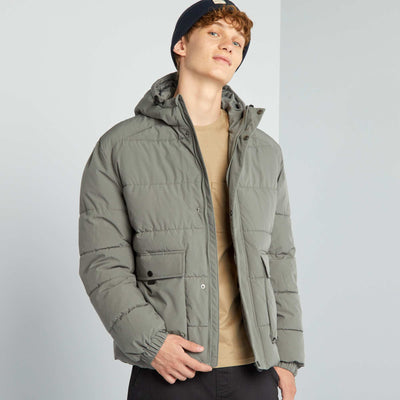 Doudoune mi-longue d perlante gris