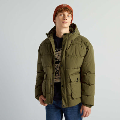 Doudoune mi-longue d perlante kaki