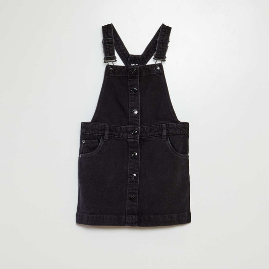 Robe salopette courte en jean Noir