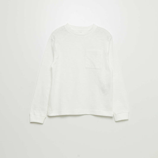 T-shirt manches longues en coton Blanc