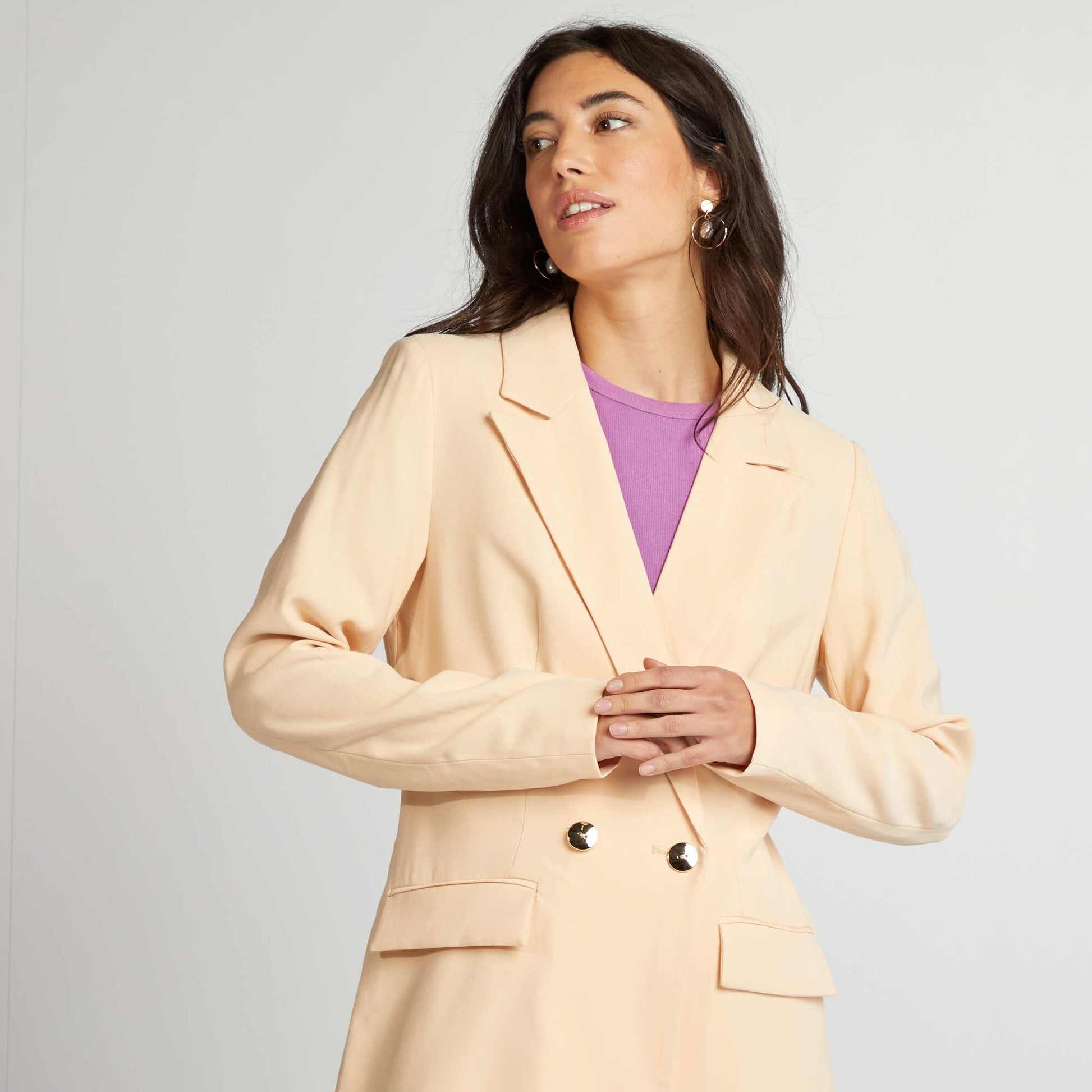 Veste tailleur mi-longue Beige