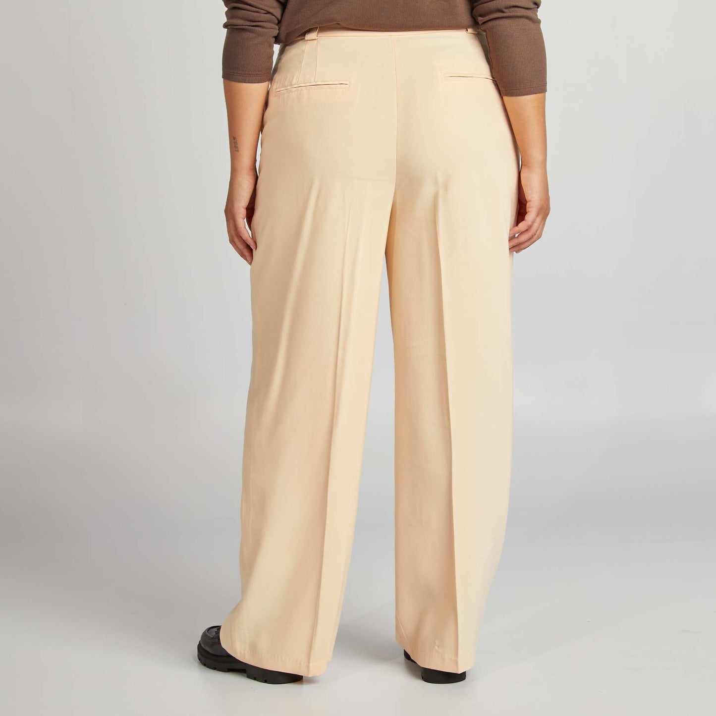 Pantalon de tailleur large en twill Beige