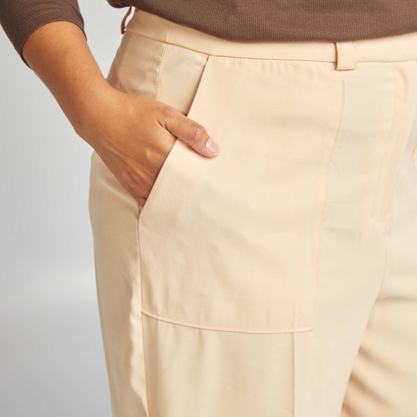 Pantalon de tailleur large en twill Beige