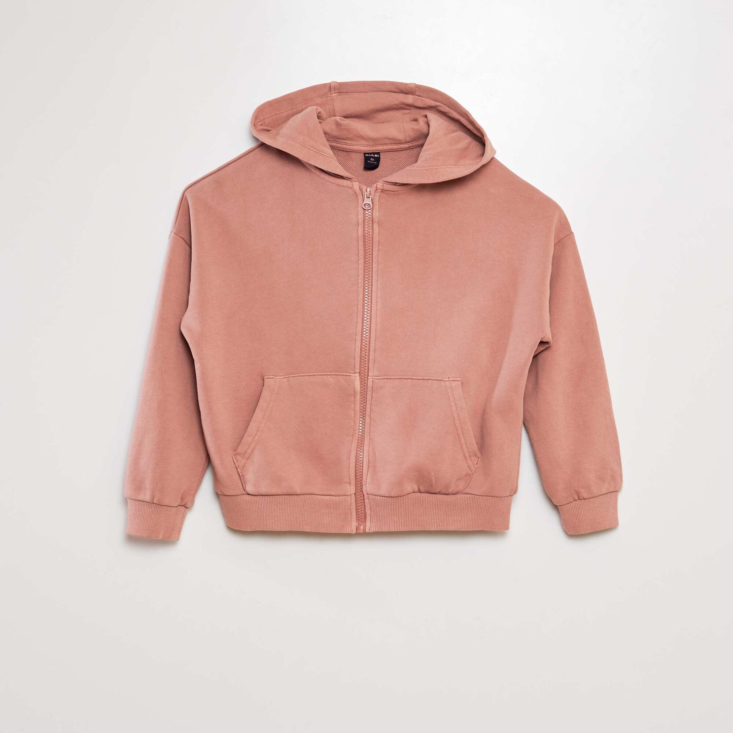 Sweat mixte   capuche ouverture zipp e Vieux rose