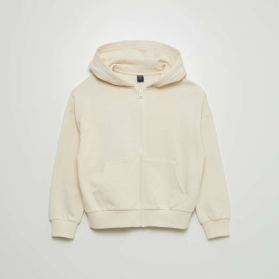 Sweat mixte capuche ouverture zipp e BEIGE