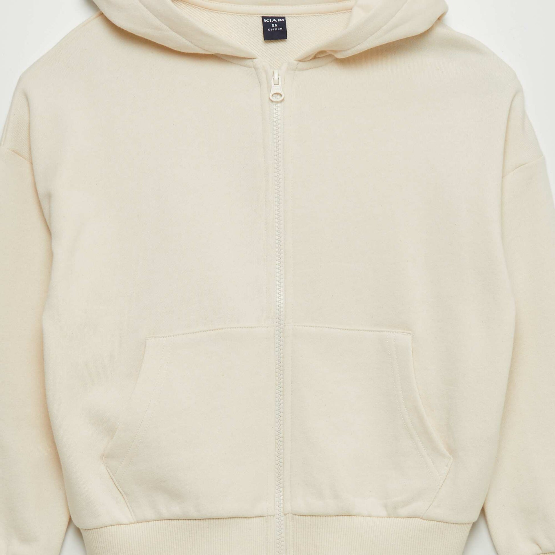 Sweat mixte capuche ouverture zipp e BEIGE