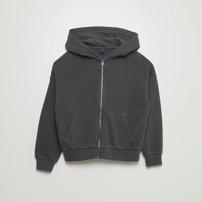 Sweat mixte capuche ouverture zipp e GRIS
