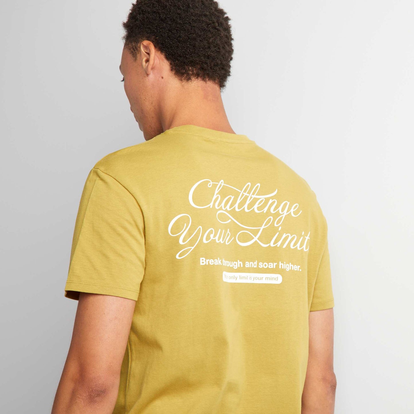 T-shirt en coton   coupe droite avec imprim  Jaune fonc