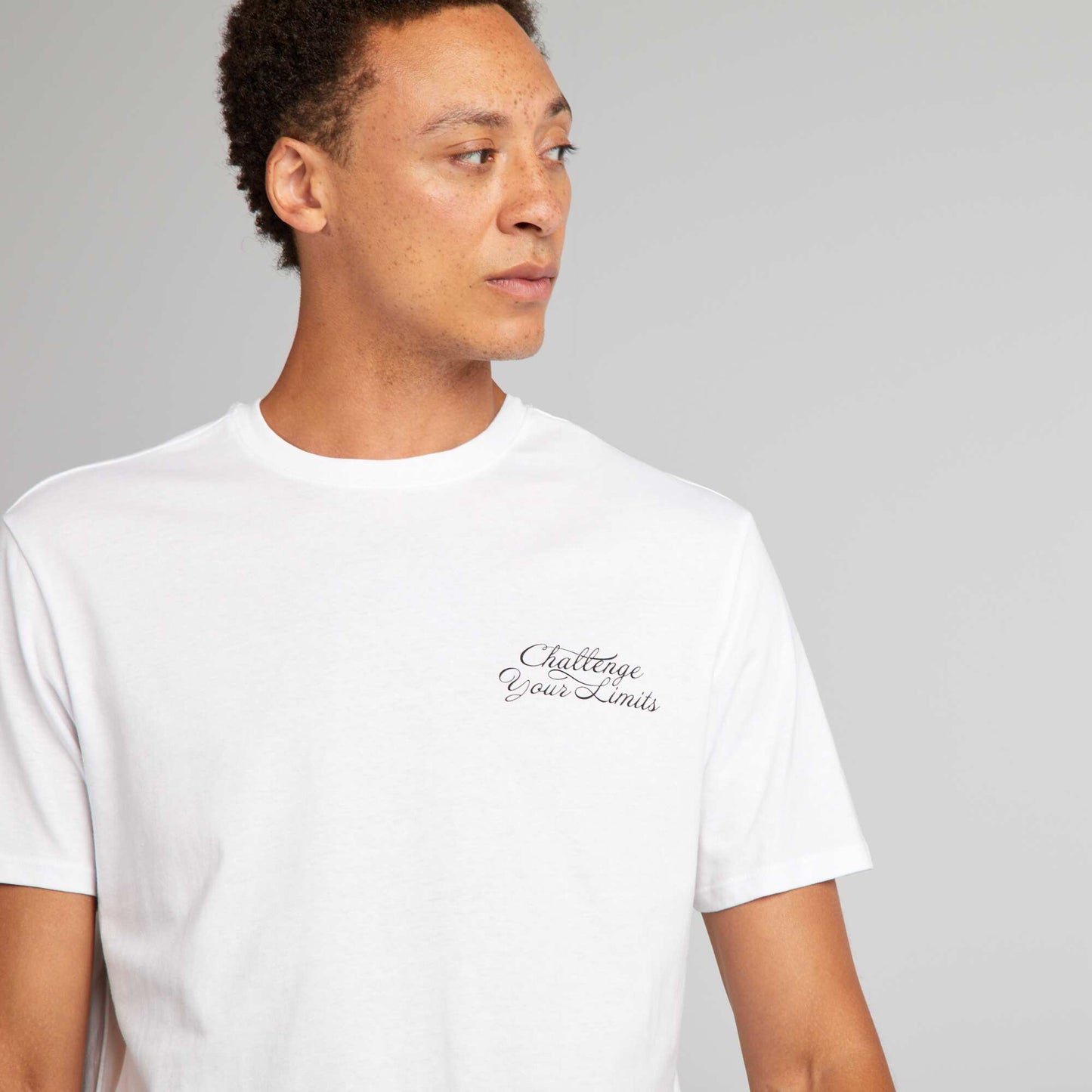 T-shirt en coton   coupe droite avec imprim  Blanc 'Challenge'