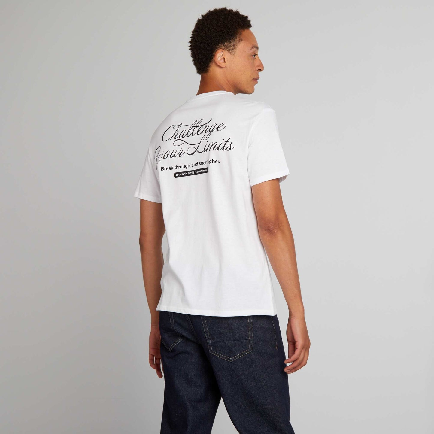 T-shirt en coton   coupe droite avec imprim  Blanc 'Challenge'