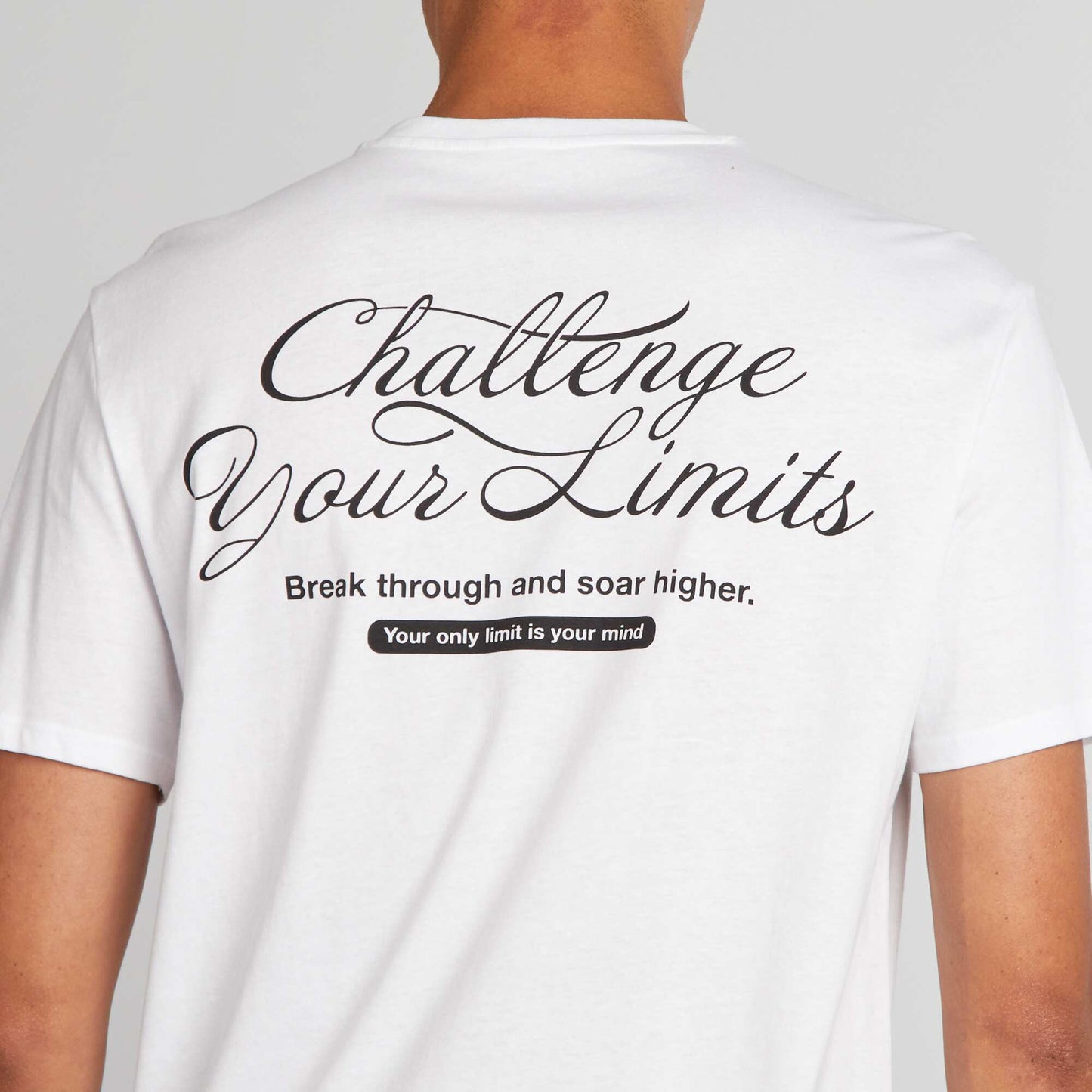 T-shirt en coton   coupe droite avec imprim  Blanc 'Challenge'