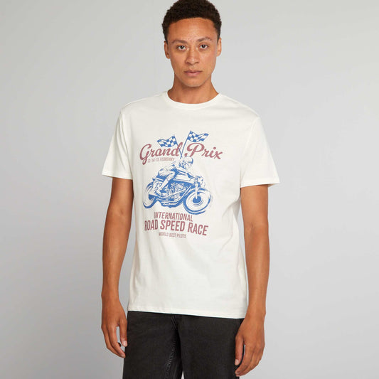 T-shirt en coton   coupe droite avec imprim  Blanc 'Grand prix'