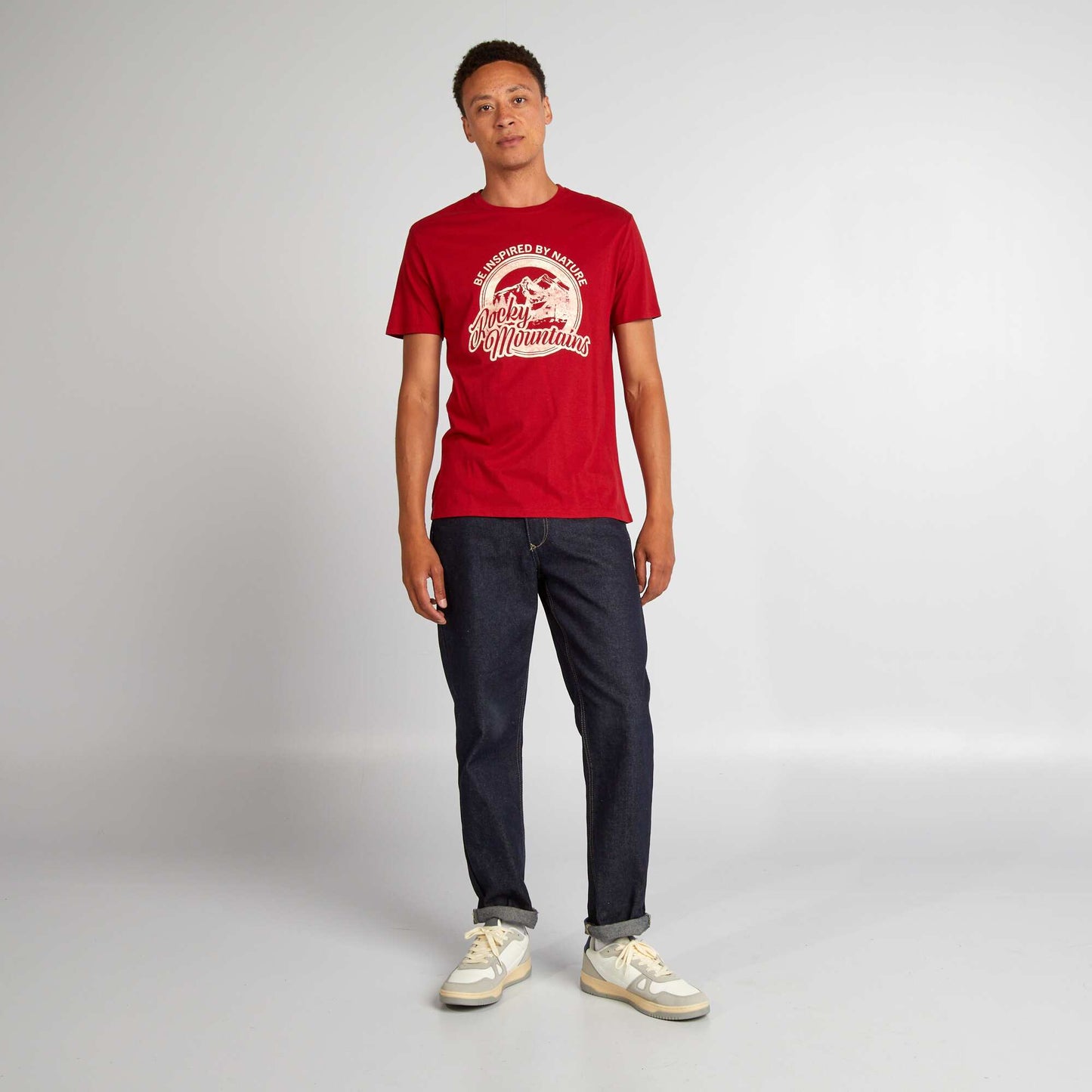 T-shirt en coton   coupe droite avec imprim  Rouge 'Rocky'