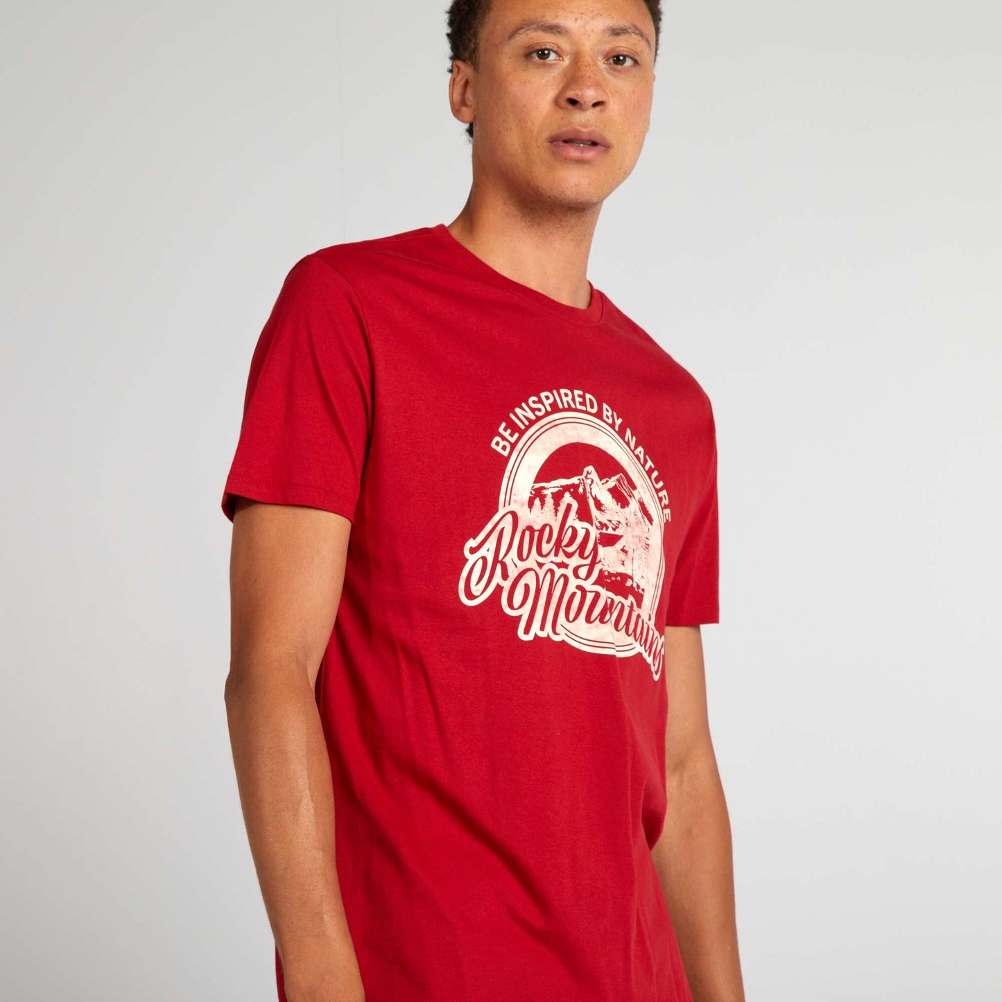 T-shirt en coton   coupe droite avec imprim  Rouge 'Rocky'