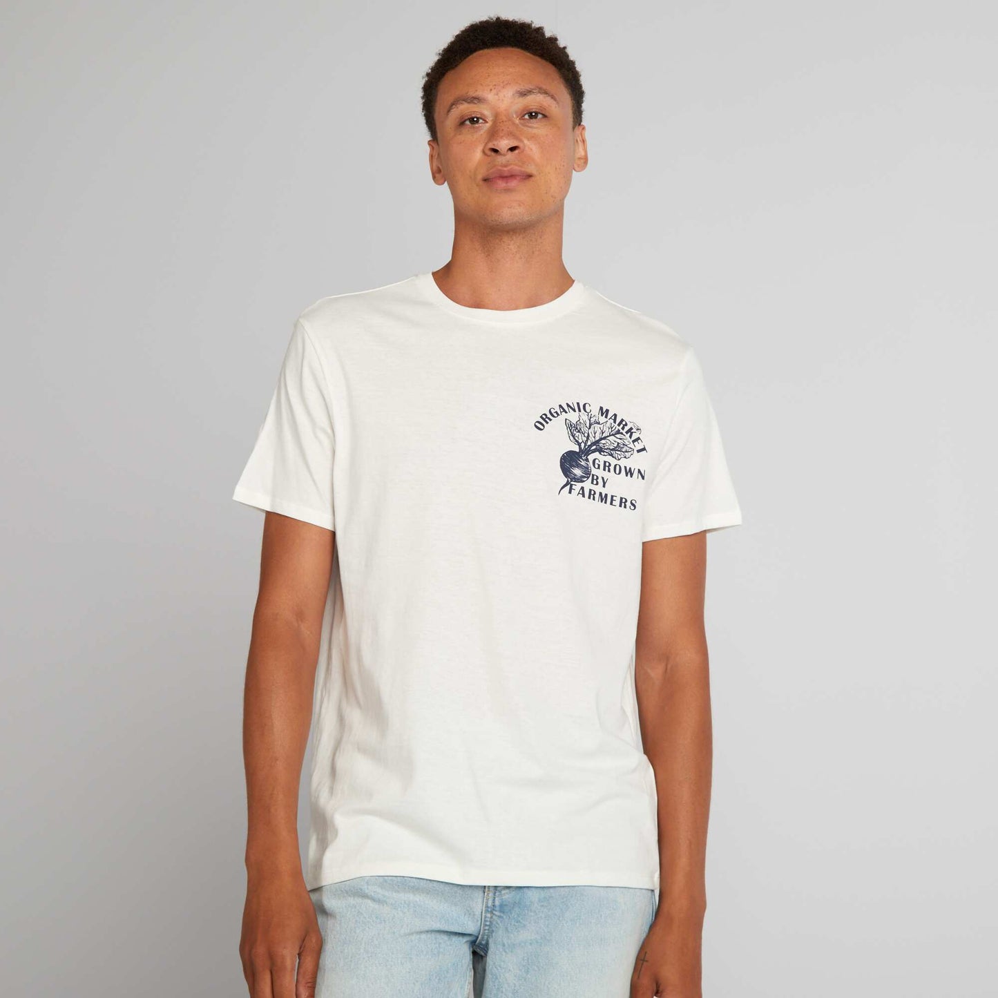 T-shirt en coton   coupe droite avec imprim  Blanc 'Farmers'