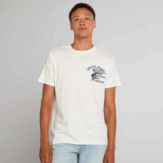 T-shirt en coton   coupe droite avec imprim  Blanc 'Farmers'