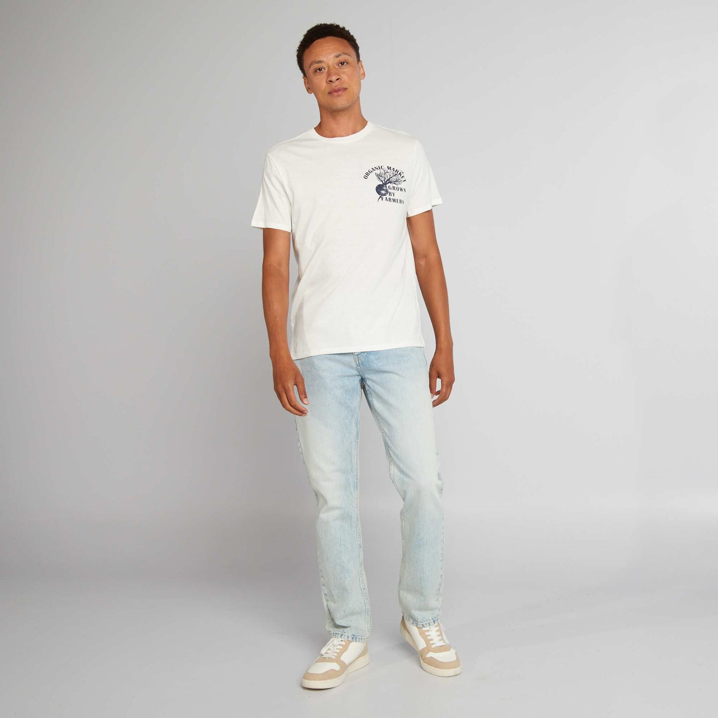 T-shirt en coton   coupe droite avec imprim  Blanc 'Farmers'